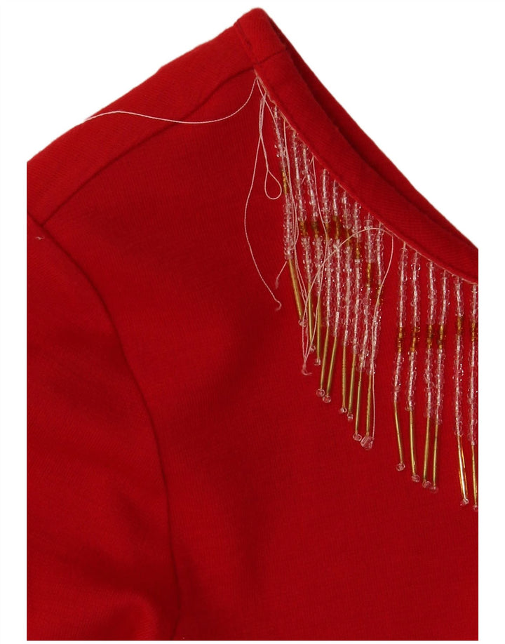 Chagall Womens Long Sleeve Shift Dress UK 12 Medium Red Acrylic