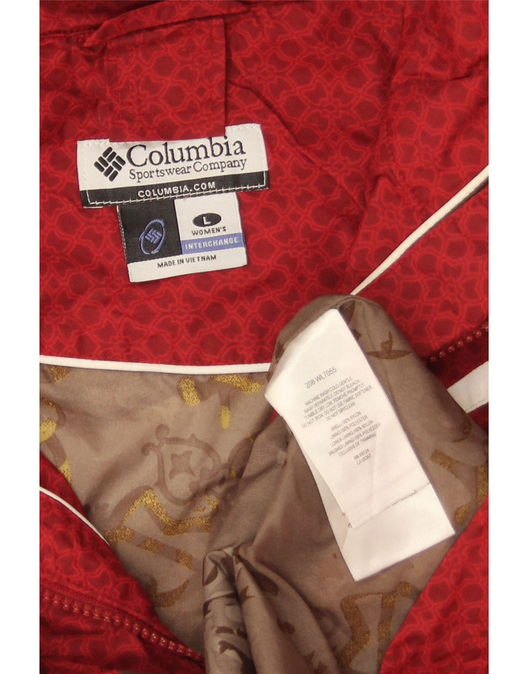 Columbia Womens Interchange Hooded Windbreaker Jacket UK 16 Large Red