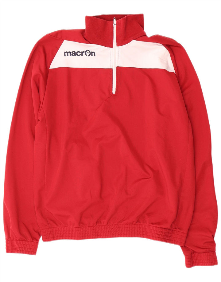 Macron Herre grafisk lynlås-hals sweatshirt Jumper Medium Rød Colourblock