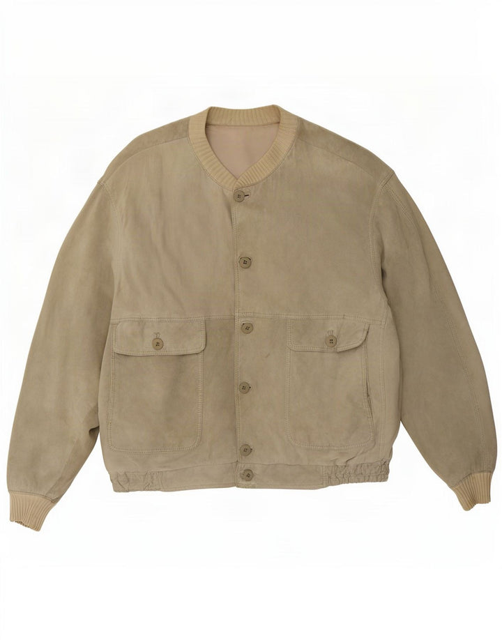 Vintage męska zamszowa kurtka bomber UK 40 duża beżowa