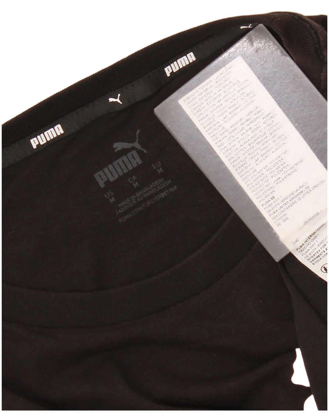 Puma Mens Graphic T-Shirt Top Medium Black Cotton