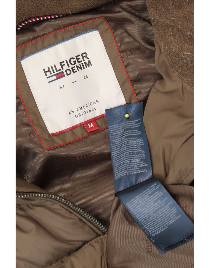 Tommy Hilfiger Womens Hooded Padded Coat UK 14 Medium Beige Polyester