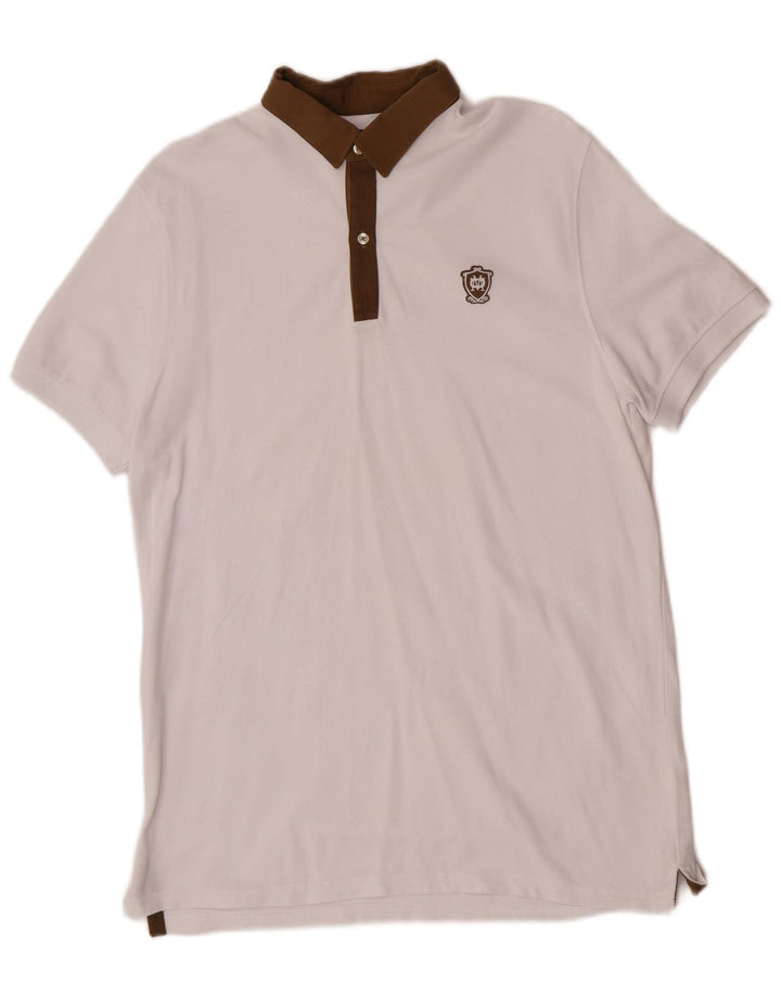 Massimo Dutti Mens Polo Shirt Medium White Colourblock