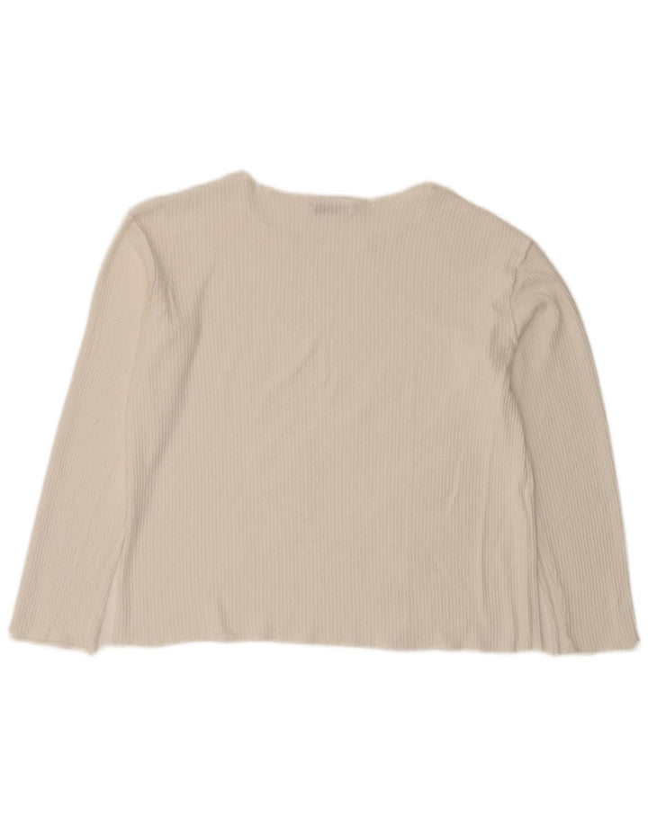Zara Womens Crop Oversized Top Long Sleeve UK 10 Small White