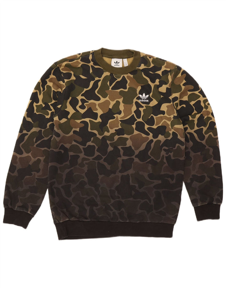 Adidas Mens Sweatshirt Jumper Small Khaki Camouflage Cotton