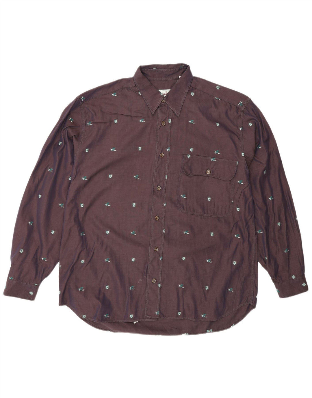 VINTAGE Mens Shirt Medium Navy Blue Cotton