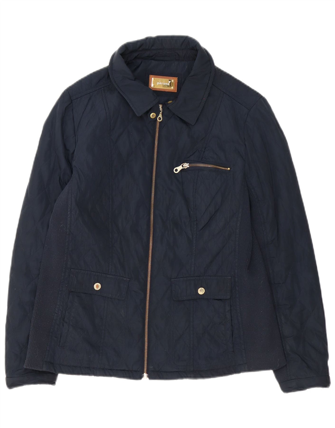 Marks & Spencer Womens Per Una Quilted Jacket UK 14 Large Navy Blue