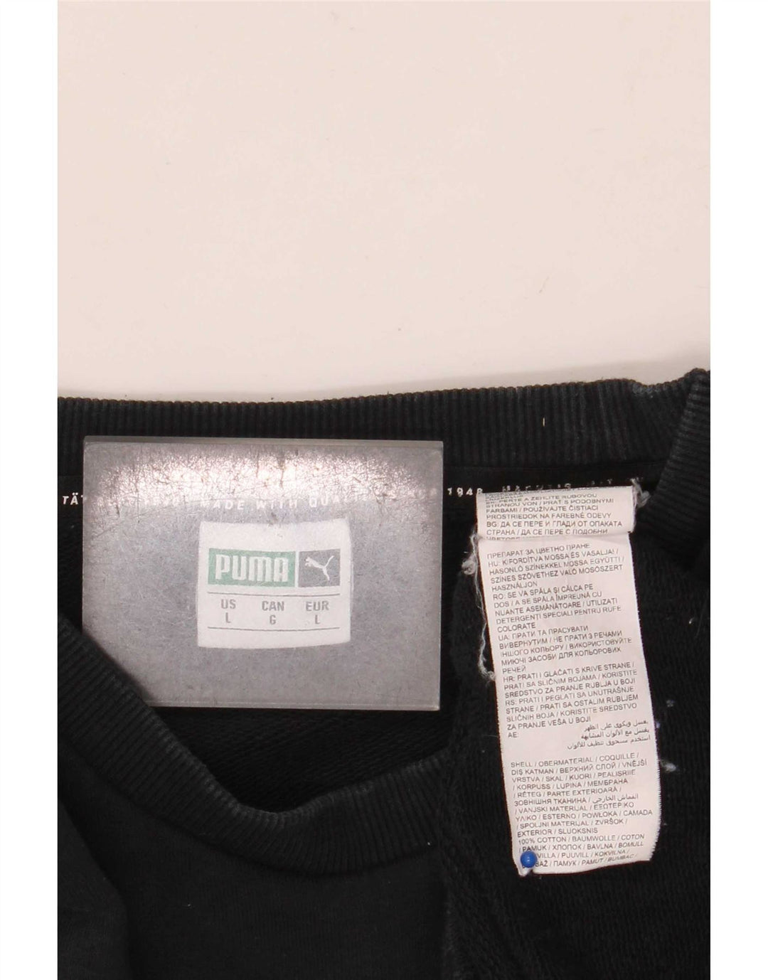 Puma Mens Sweatshirt Jumper Large Black Cotton
