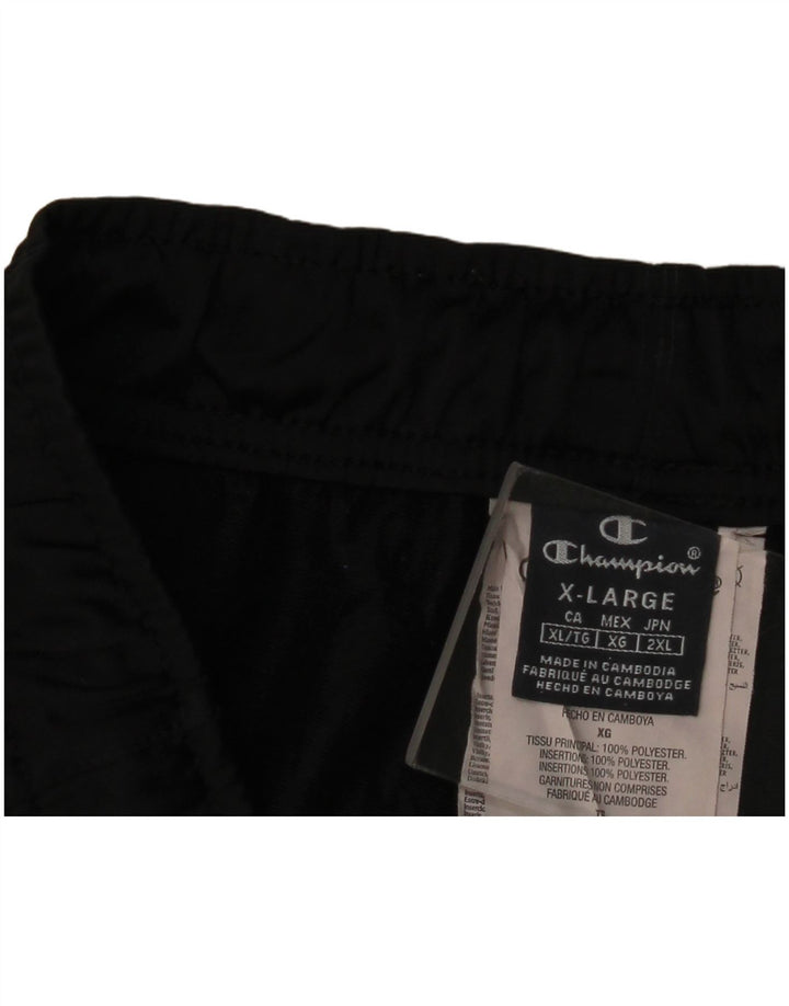 CHAMPION Mens Tracksuit Trousers Joggers XL Black Colourblock Polyester