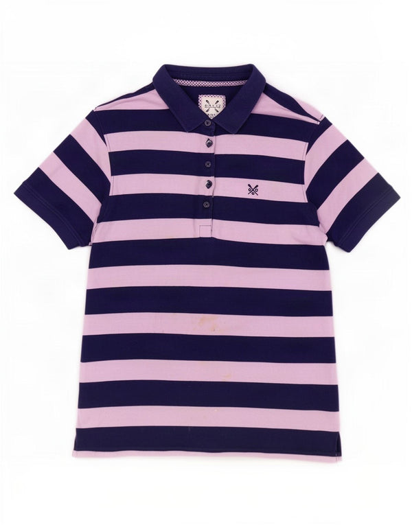 Crew Clothing Polo da donna UK 14 Cotone a righe blu navy medio