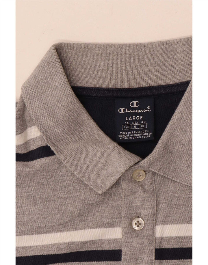 Champion Polo Homme Large Gris Rayé