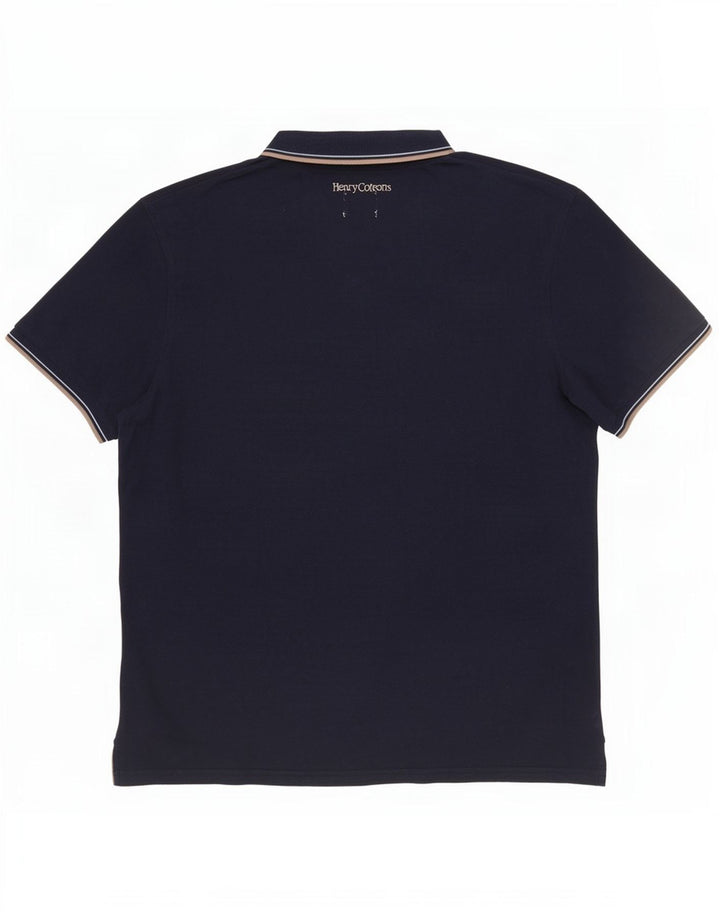 Henry Cottons Mens Polo Shirt Large Navy Blue