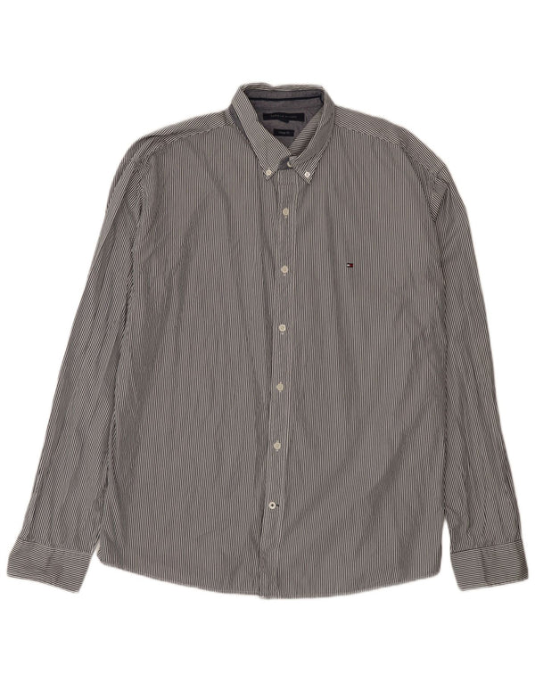 Tommy Hilfiger Herre Vintage Fit skjorte 2XL marineblå nålestribet bomuld
