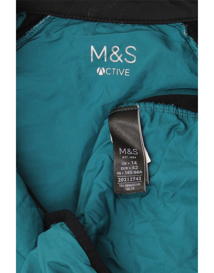 Marks & Spencer Womens Tracksuit Top Jacket UK 14 Large Green Colourblock