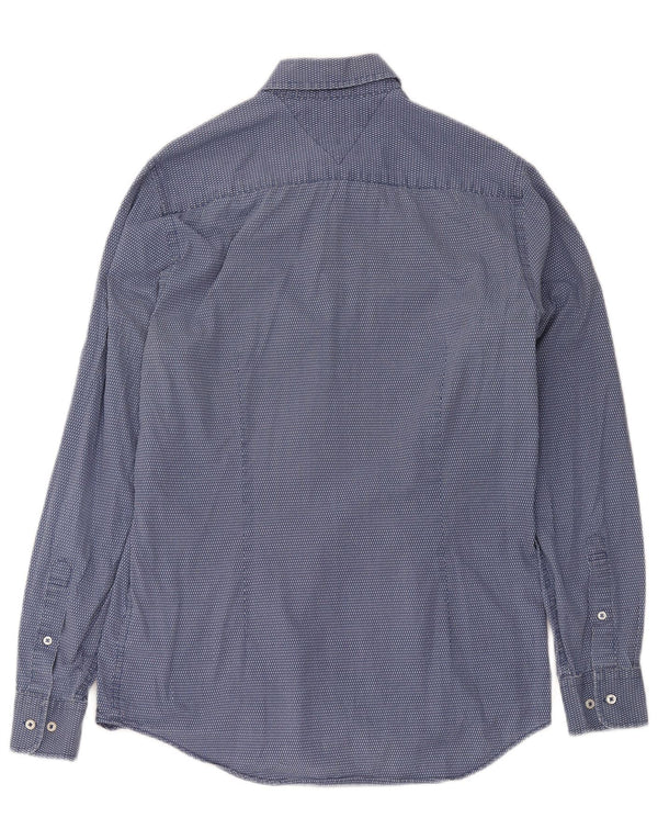 Tommy Hilfiger Mens Slim Fit Shirt Medium Blue Spotted Cotton