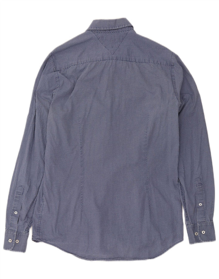 Tommy Hilfiger Mens Slim Fit Shirt Medium Blue Spotted Cotton