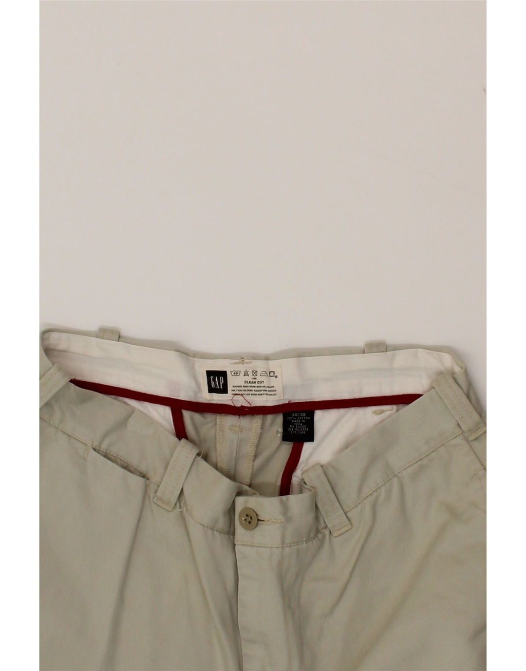 GAP Mens Straight Chino Trousers W34 L26 Off White Cotton Vintage Gap and Second-Hand Gap from Messina Hembry 