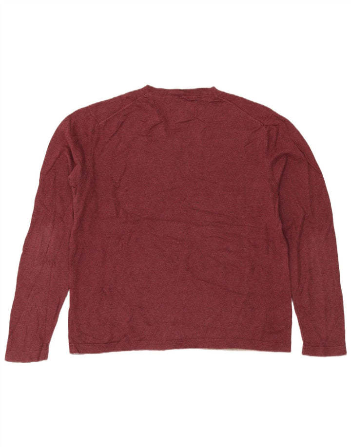 Eddie Bauer Pull col V pour homme en coton bordeaux moyen