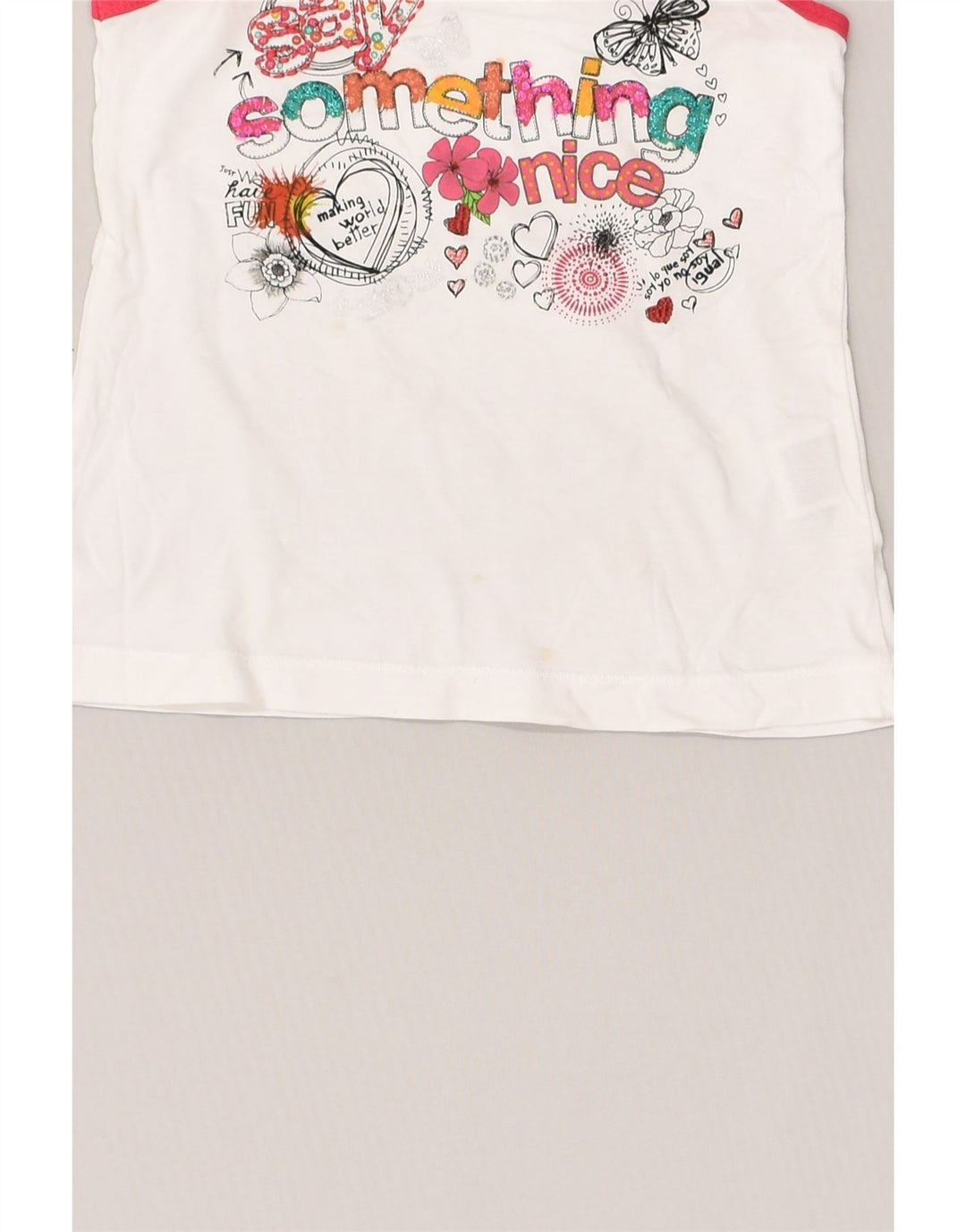 DESIGUAL Girls Graphic Vest Top 5-6 Years Off White Cotton | Vintage Desigual | Thrift | Second-Hand Desigual | Used Clothing | Messina Hembry 