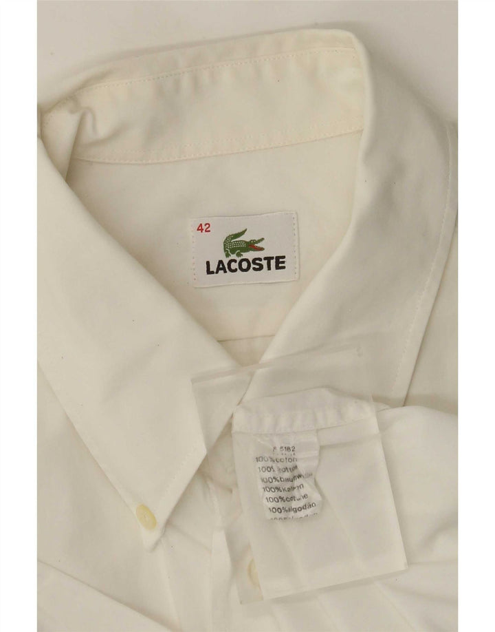 Lacoste Herren-Kurzarmhemd, Größe 42, große weiße Baumwolle