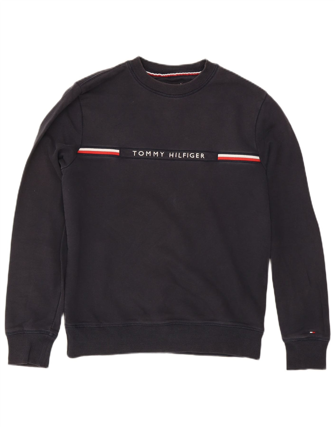 Tommy Hilfiger Mens Graphic Sweatshirt Jumper Medium Navy Blue Striped