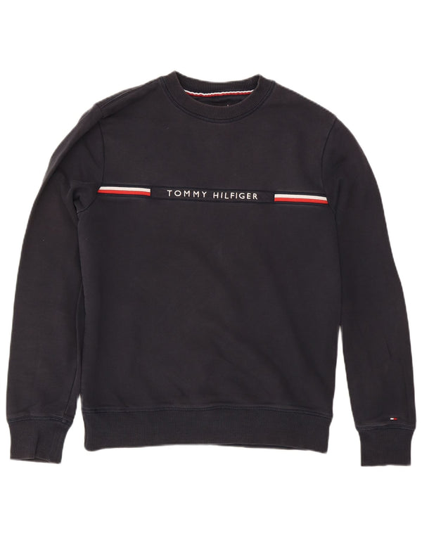 Tommy Hilfiger Mens Graphic Sweatshirt Jumper Medium Navy Blue Striped