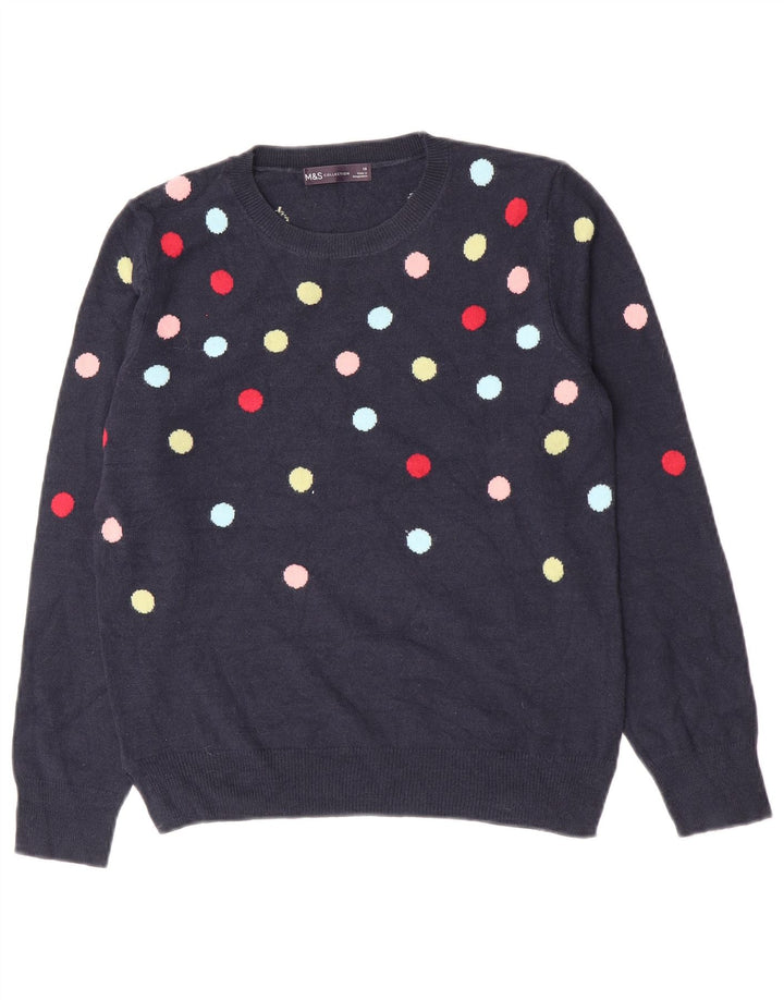 Marks & Spencer Womens Crew Neck Jumper Sweater UK 10 Small Navy Blue