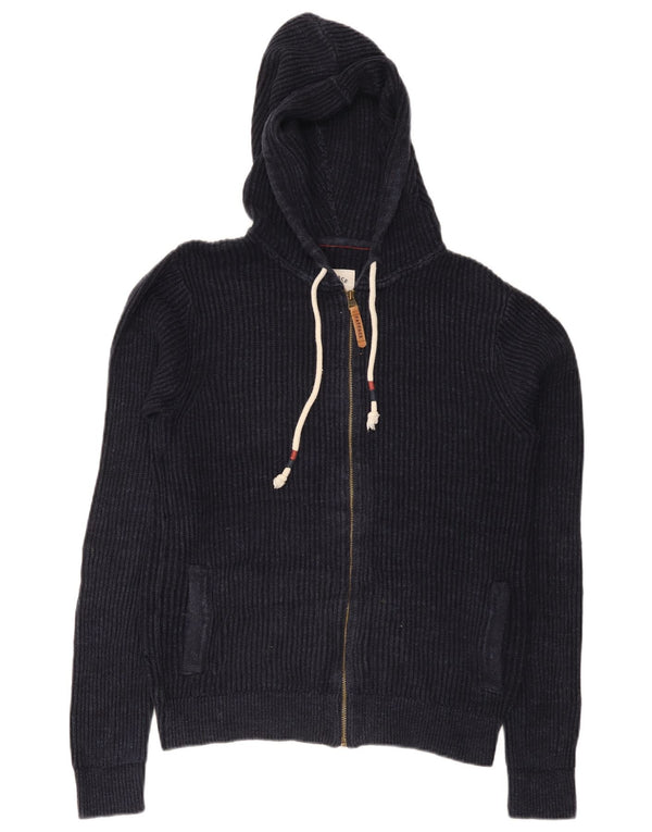 Fat Face Mens Hooded Cardigan Sweater Small Navy Blue Cotton