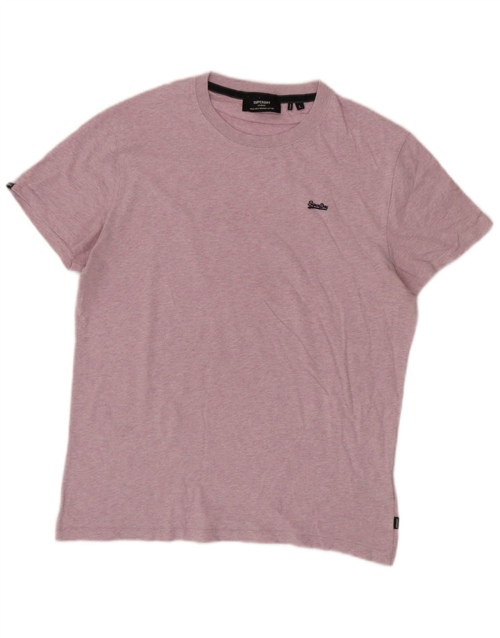 SUPERDRY Mens T-Shirt Top Large Pink Flecked Cotton