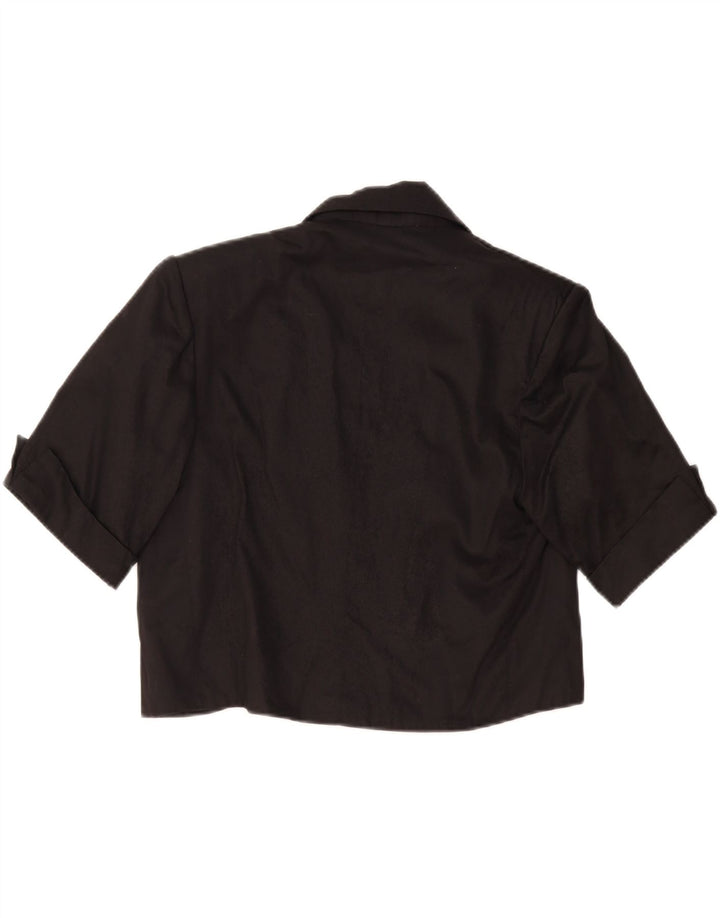 VINTAGE Womens Short Sleeve Bolero Top UK 14 Medium Black Vintage Vintage and Second-Hand Vintage from Messina Hembry 