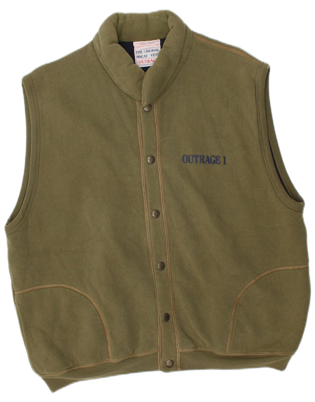 Outrage Herre Graphic Gilet UK 40 Large Khaki