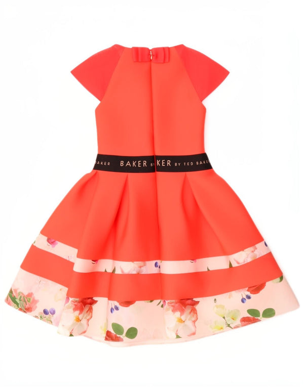 Ted Baker A-Linien-Kleid für Mädchen, 9–10 Jahre, rote Blumenmuster aus Polyester