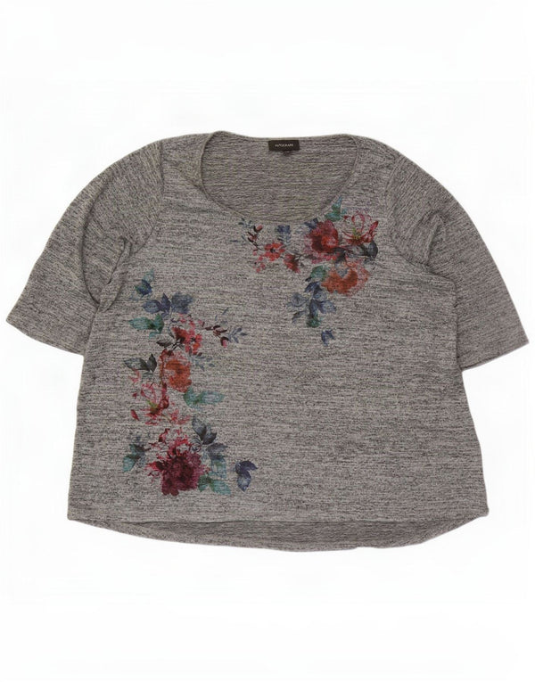 Marks & Spencer Womens Autograph Graphic Top 3/4 Sleeve UK 26 5XL Grey