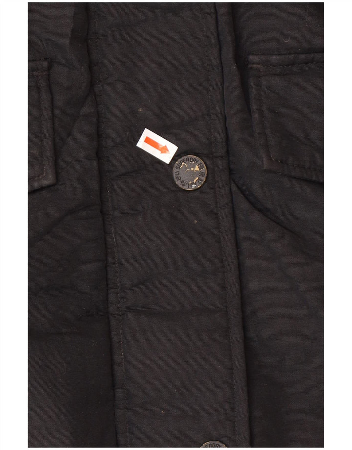 Superdry Womens Parka Jacket UK 12 Medium Black Winter
