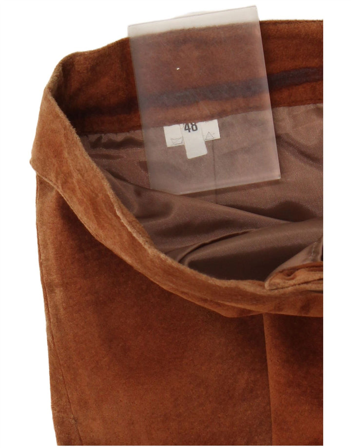 Vintage Womens Suede Pencil Skirt W28 Medium Brown Leather
