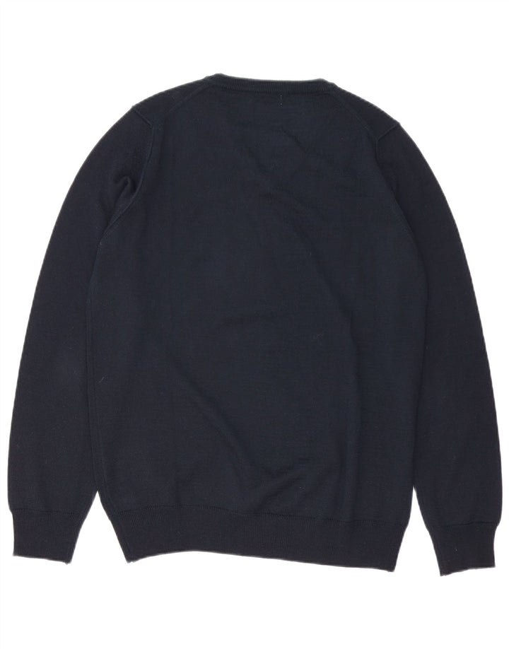 Rifle Mens V-Neck Jumper Sweater Small Navy Blue Acrylic