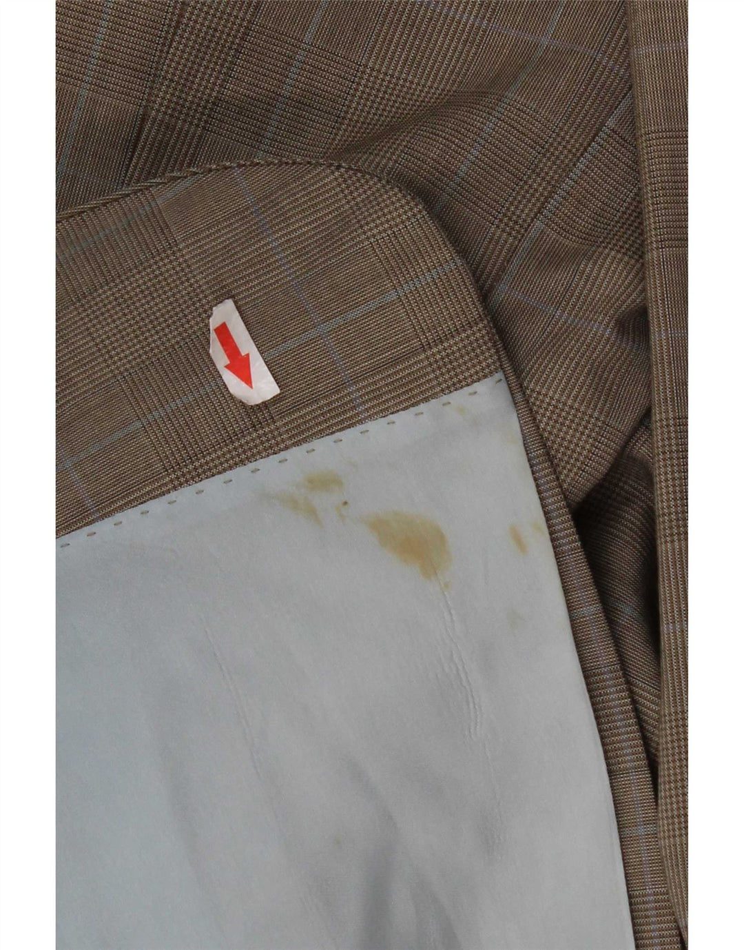 Jaqueta blazer masculina de 2 botões Hugo Boss EU 48 lã virgem xadrez marrom médio