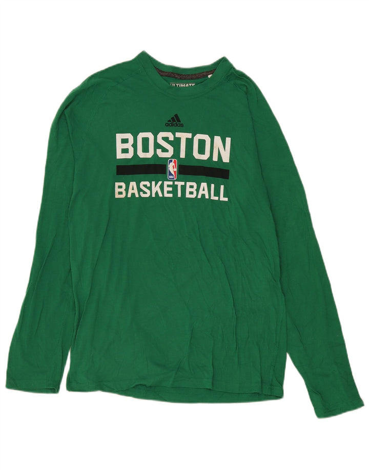 Adidas Men Boston Celtics Графический топ с длинными рукавами, средний зеленый полиэстер