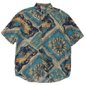 Mexx Mens Short Sleeve Loose Fit Shirt Small Blue Patchwork Rayon