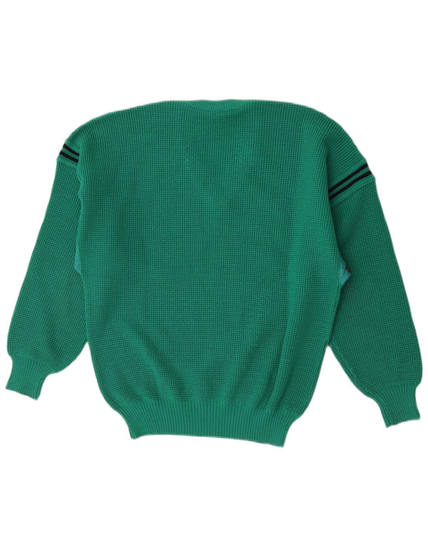 North Pole Herre V-hals sweater Stor grøn stribet uld
