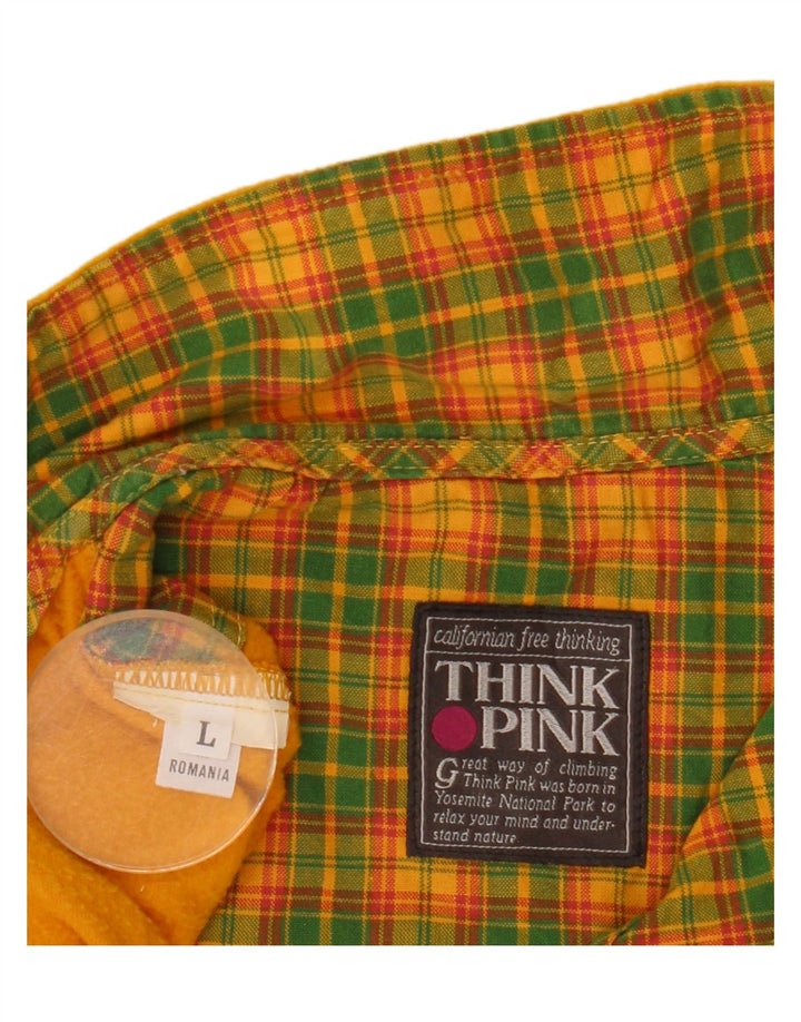 Think Pink Mens Zip Neck Fleece Jumper Large Yellow