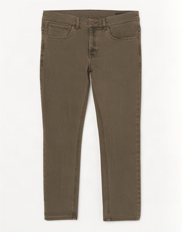 Dondup Mens George Cropped Skinny Jeans W32 L26 Khaki Cotton