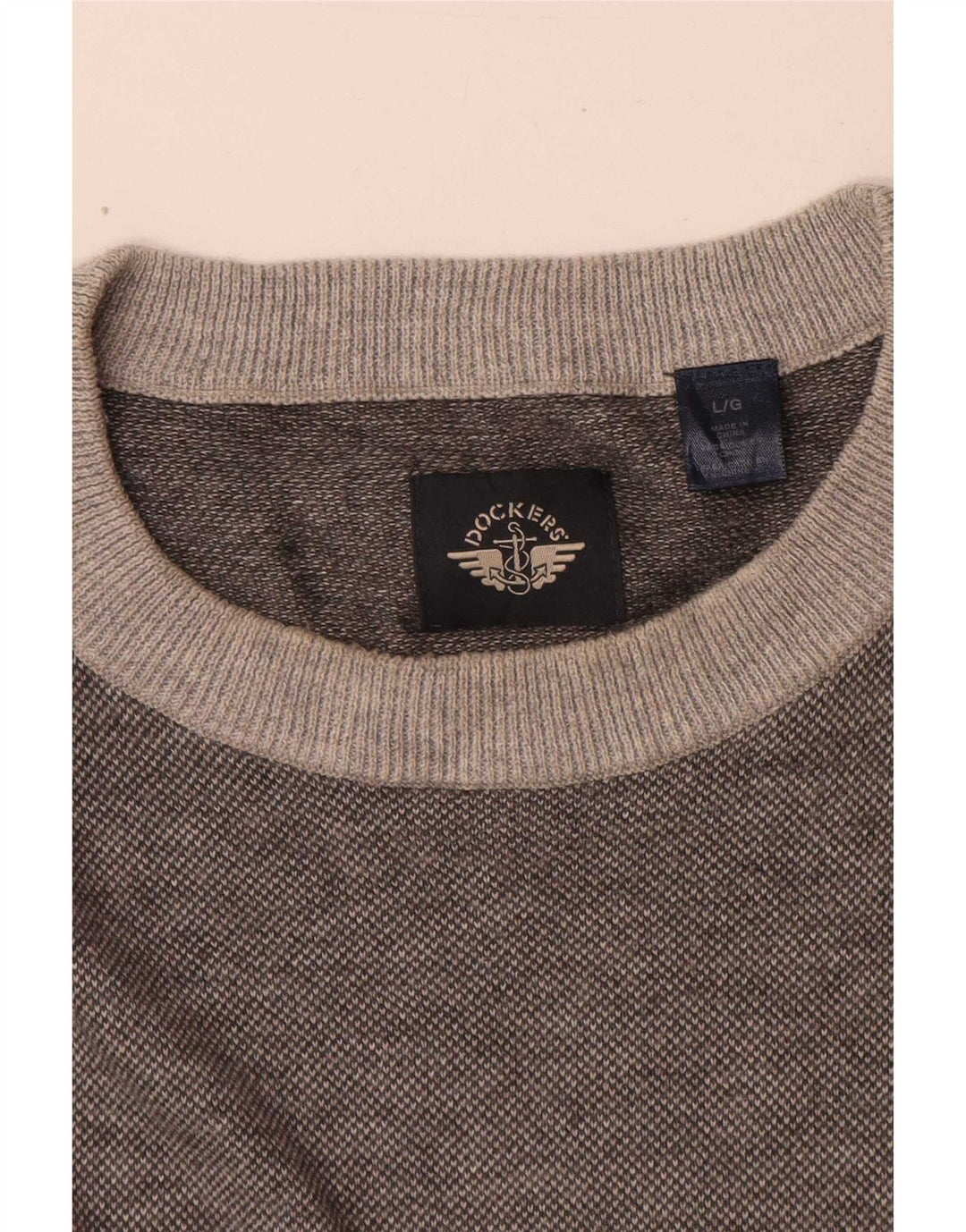 Dockers Mens Crew Neck Jumper Sweater Large Grey Flecked