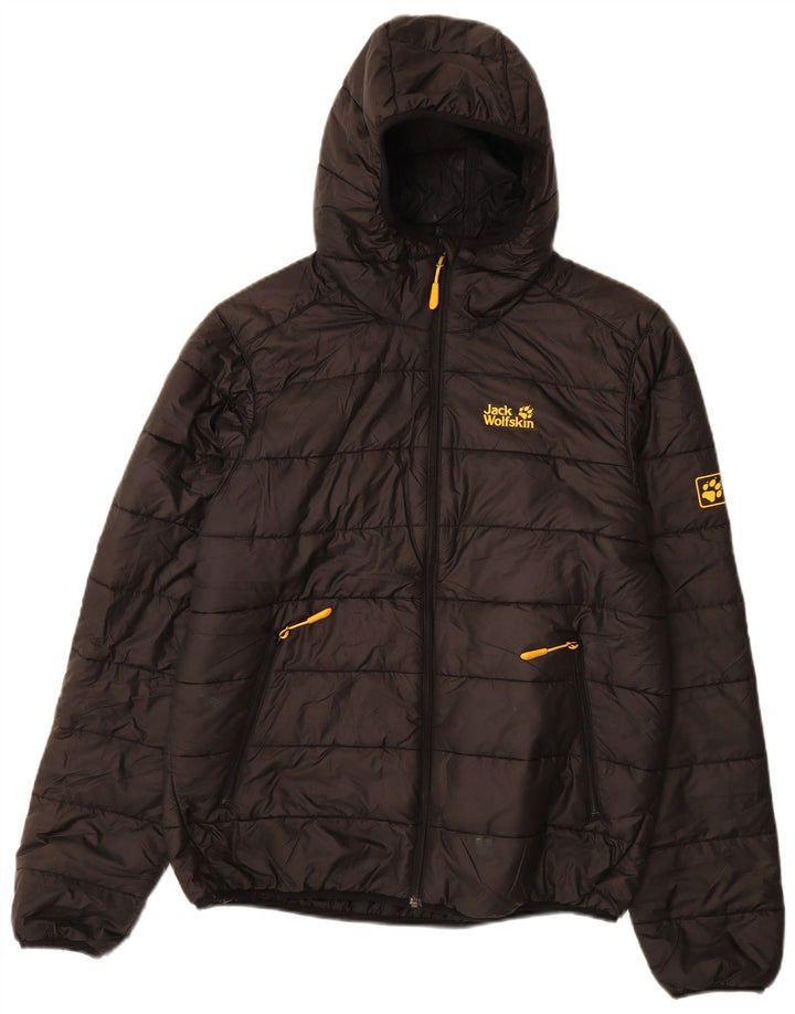 JACK WOLFSKIN Mens Hooded Padded Jacket UK 34 Small Black Polyester