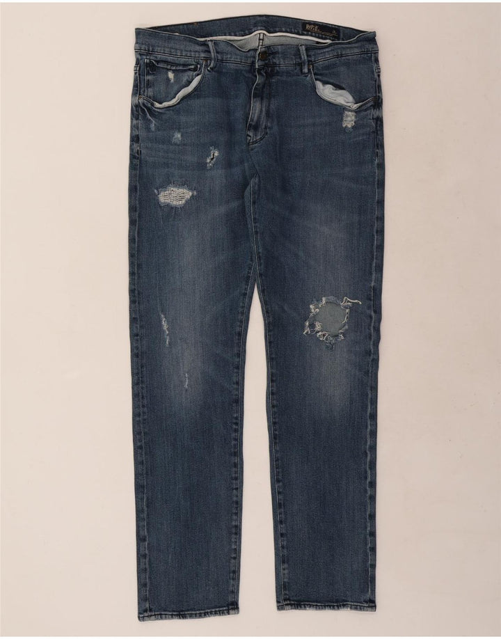 Rifle Herren Distressed Slim Jeans W38 L33 Blaue Baumwolle