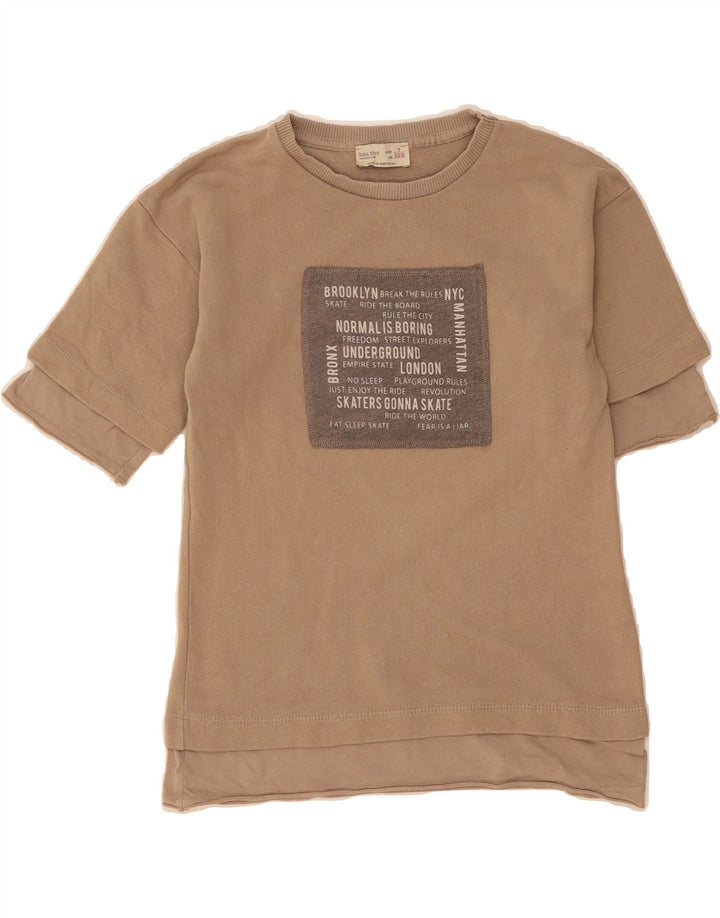 ZARA Boys Graphic T-Shirt Top 6-7 Years Brown Vintage Zara and Second-Hand Zara from Messina Hembry 