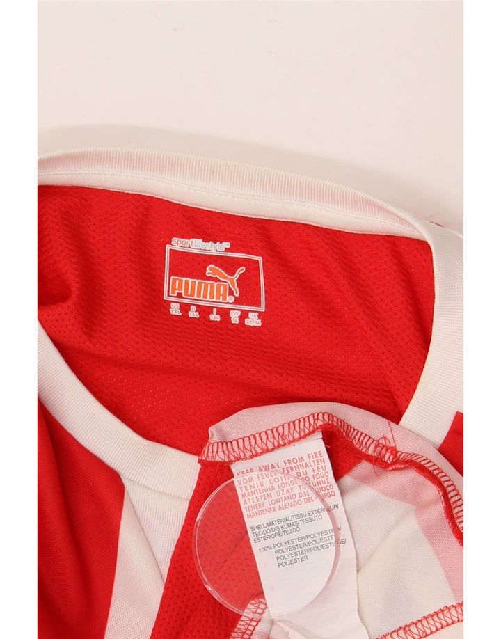 PUMA Boys Top Long Sleeve 13-14 Years Red Striped Polyester