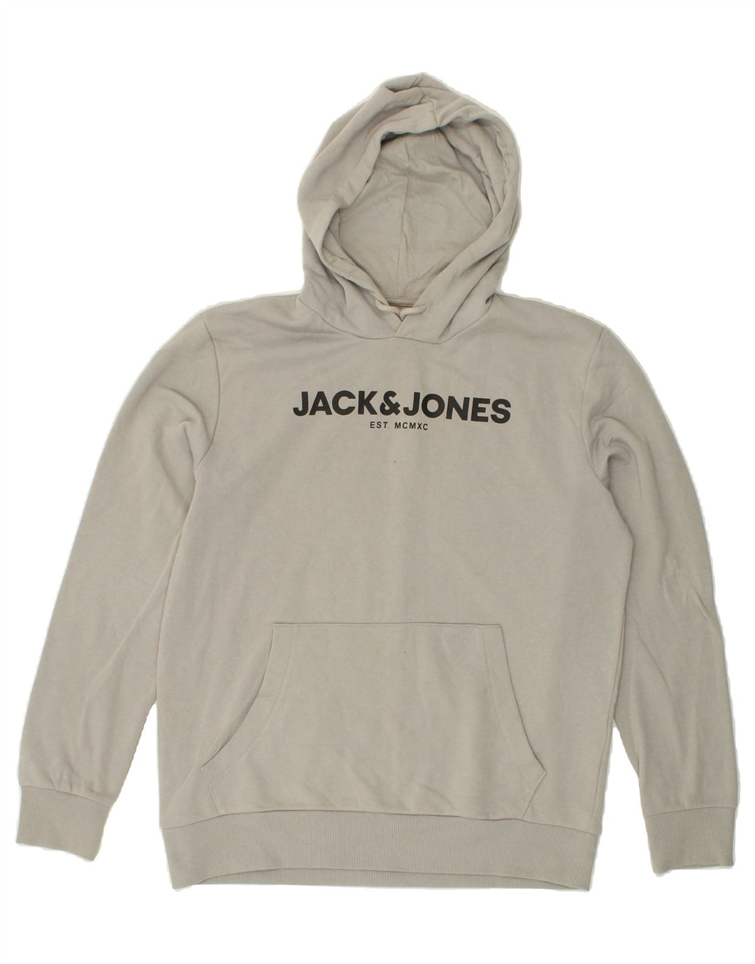 JACK & JONES Mens Graphic Hoodie Jumper Large Grey Cotton Vintage Jack & Jones and Second-Hand Jack & Jones from Messina Hembry 