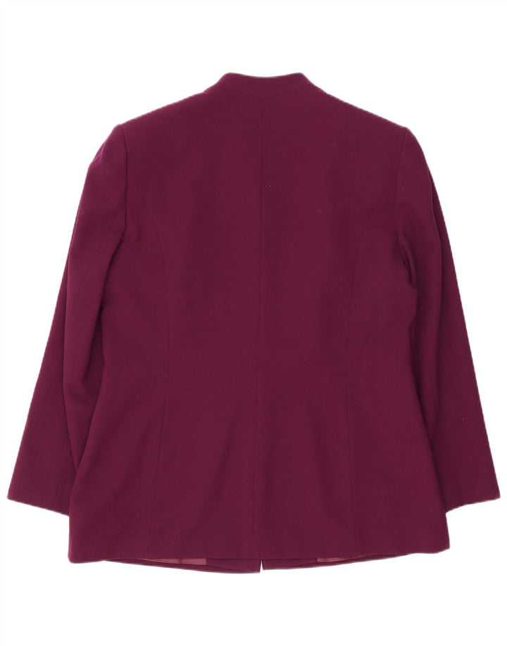 JACQUES VERT Dame 5-knaps blazerjakke UK 16 Large Purple New Wool