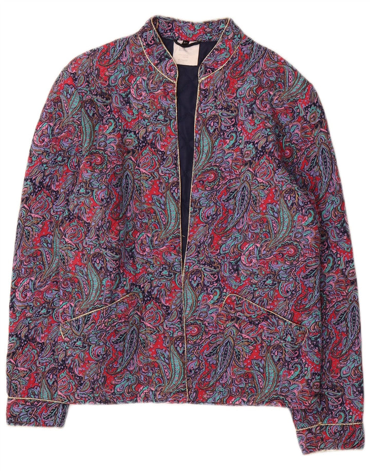 Vintage Womens Padded Jacket IT 36 Small Purple Paisley Viscose